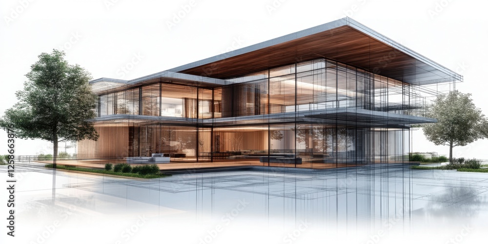 Rendering moderner Architektur zur Darstellung der Systemanforderungen von ARCHLine.XP