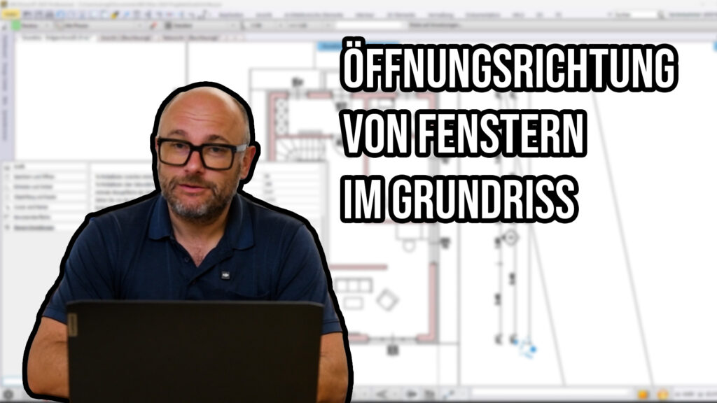ARCHLine.XP Grundriss mit aktivierter Fenster Öffnungsrichtung im 2D Plan