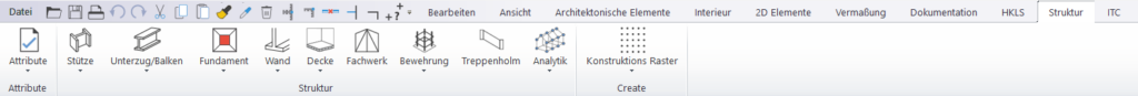 ARCHLine.XP 2026 Tragwerk-Tab – alle Strukturelemente in einer dedizierten Registerkarte