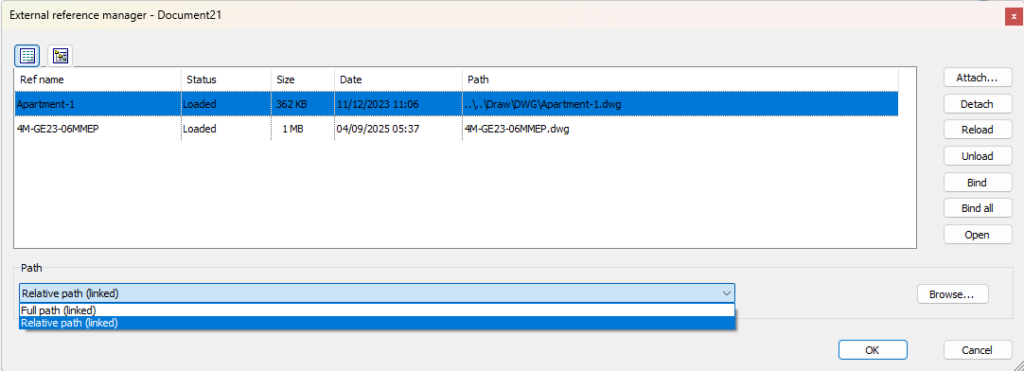 ARCHLine.XP 2026 Xref Pfadoptionen – Wahl zwischen relativem und absolutem Pfad fuer externe Referenzen