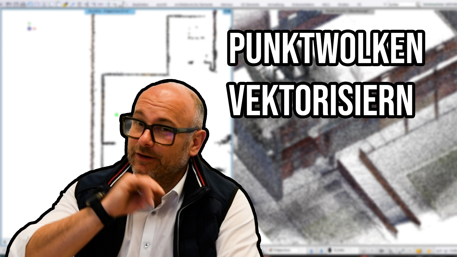 Aus der DINO-Punktwolke gezeichneter DWG-Grundriss mit Bemaßung