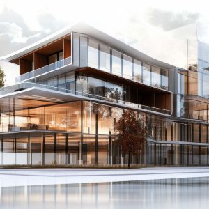 Architekturrendering zeigt moderne Planung mit ARCHLine.XP für BIM-gestützte Bauprojekte