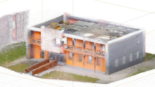 3D-Punktwolke des IT-Concept Firmengebäudes in Perg, erfasst mit dem DINO SLAM Scanner